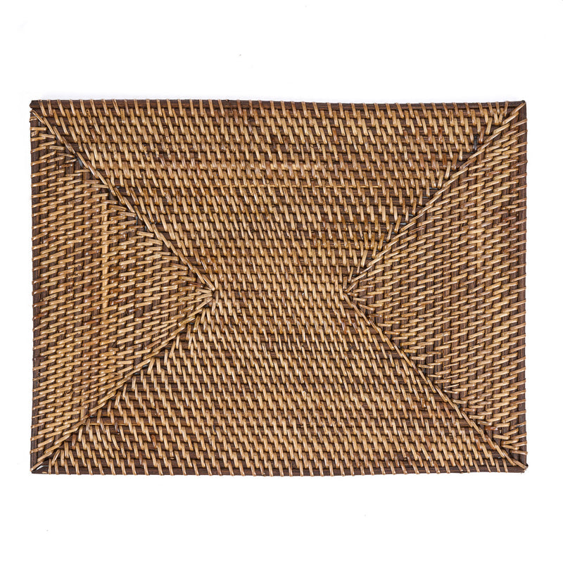 The Colonial Rectangular Placemat - Natural Brown – rattan placemat in natural brown – product view 2