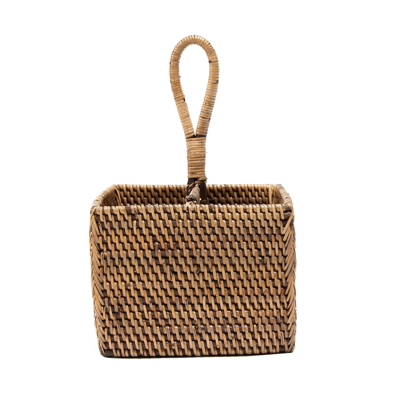 The Rattan Cutlery Caddy N°2 - Natural Brown in rattan — handmade luxury storage basket curated by Laiyahome — view 2