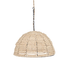 The Wooden Bead Dome Pendant - Natural – iron pendant lamp in natural – product view 1