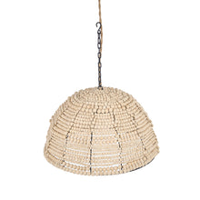The Wooden Bead Dome Pendant - Natural – iron pendant lamp in natural – product view 2