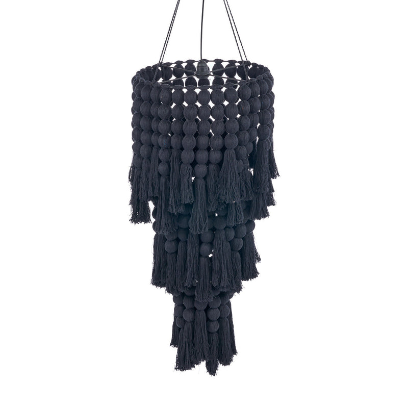 The Nomad Cotton Chandelier - Black - XL – cotton ceiling light in black – product view 2