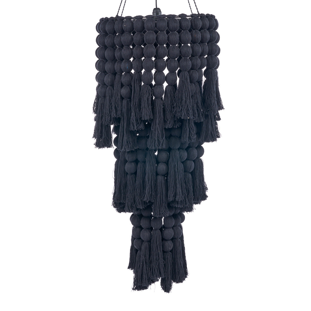 The Nomad Cotton Chandelier - Black - XL – cotton ceiling light in black – product view 1