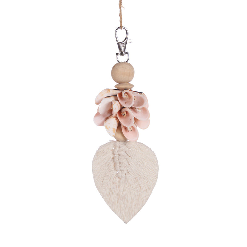 Porta-chaves Concha de Shiva - Rosa e Branco