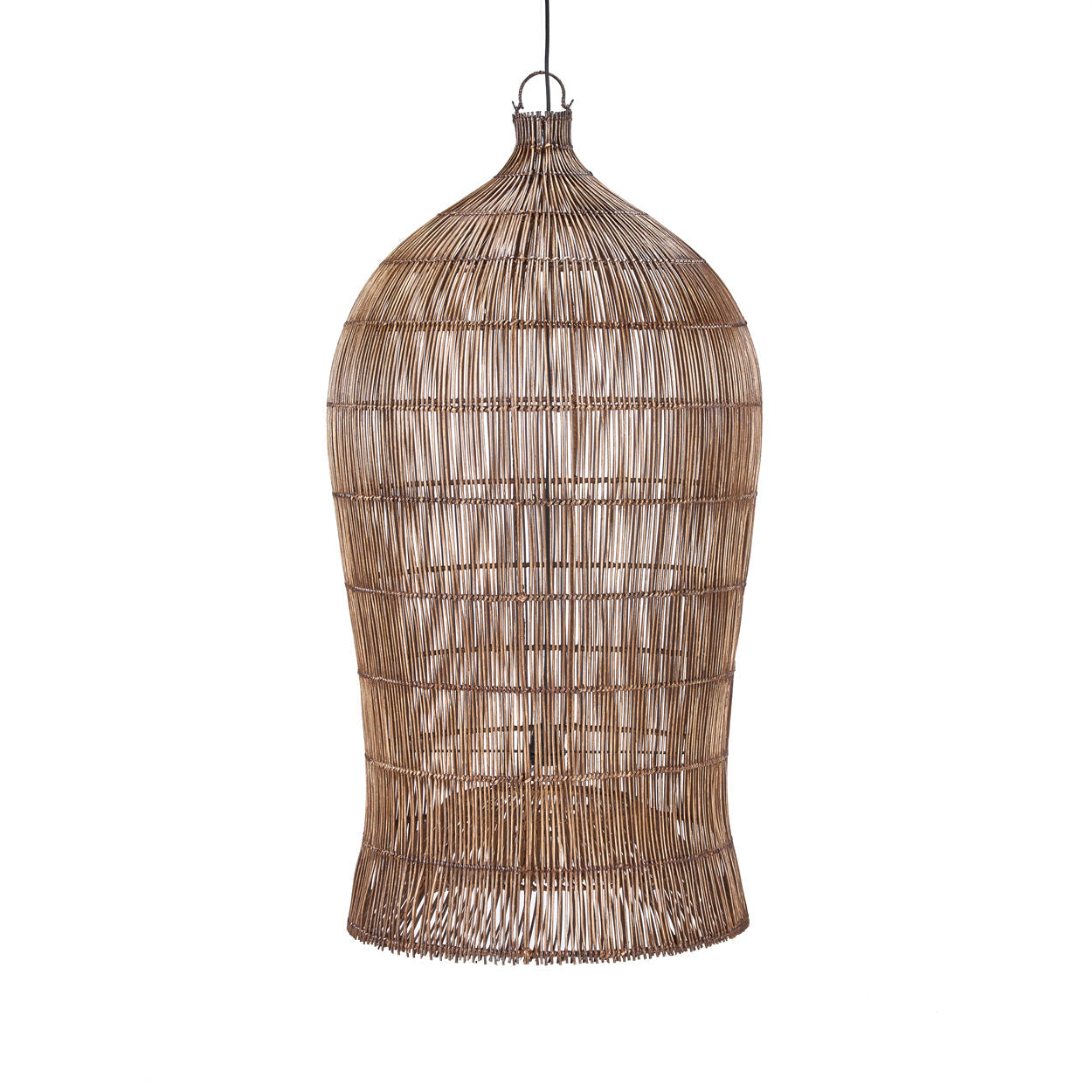 The Woven Bell Pendant - Dark Walnut - XL in bamboo — handmade luxury pendant lamp curated by Laiyahome