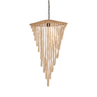 The Wooden Bead Chandelier - Natural - L – iron ceiling light in natural – product view 2