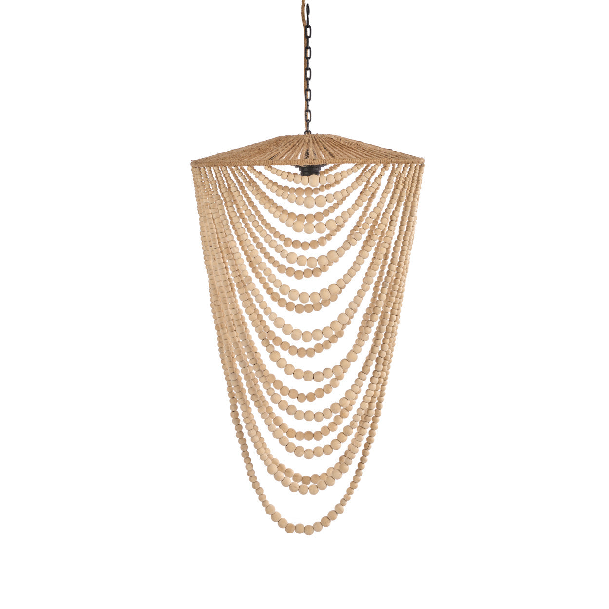 The Wooden Bead Chandelier - Natural - L – iron ceiling light in natural – product view 1