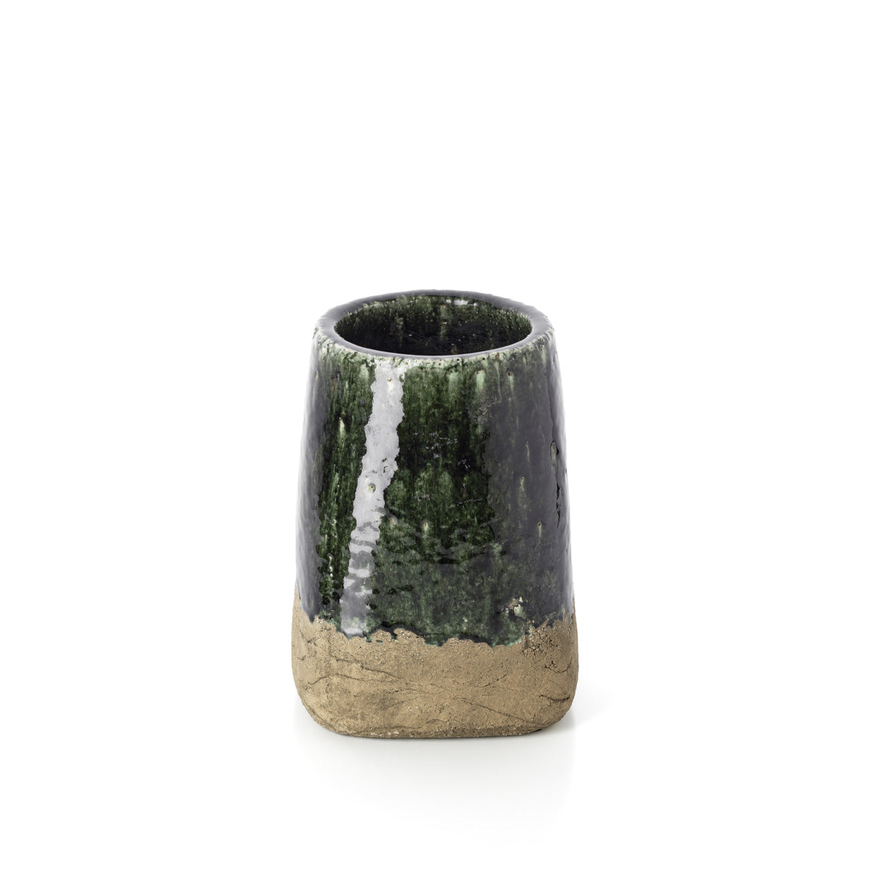 The Moss Conical Planter - Concrete Green - L in stoneware — handmade luxury planter curated by Laiyahome — view 2