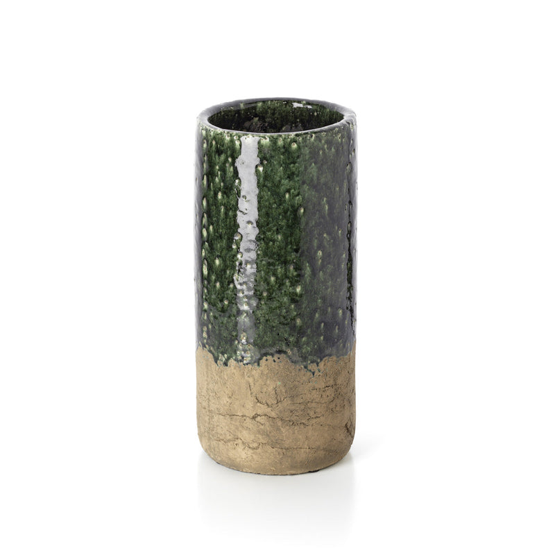 The Moss Cylinder Vase - Concrete Green - L in stoneware — handmade luxury vase curated by Laiyahome — view 2