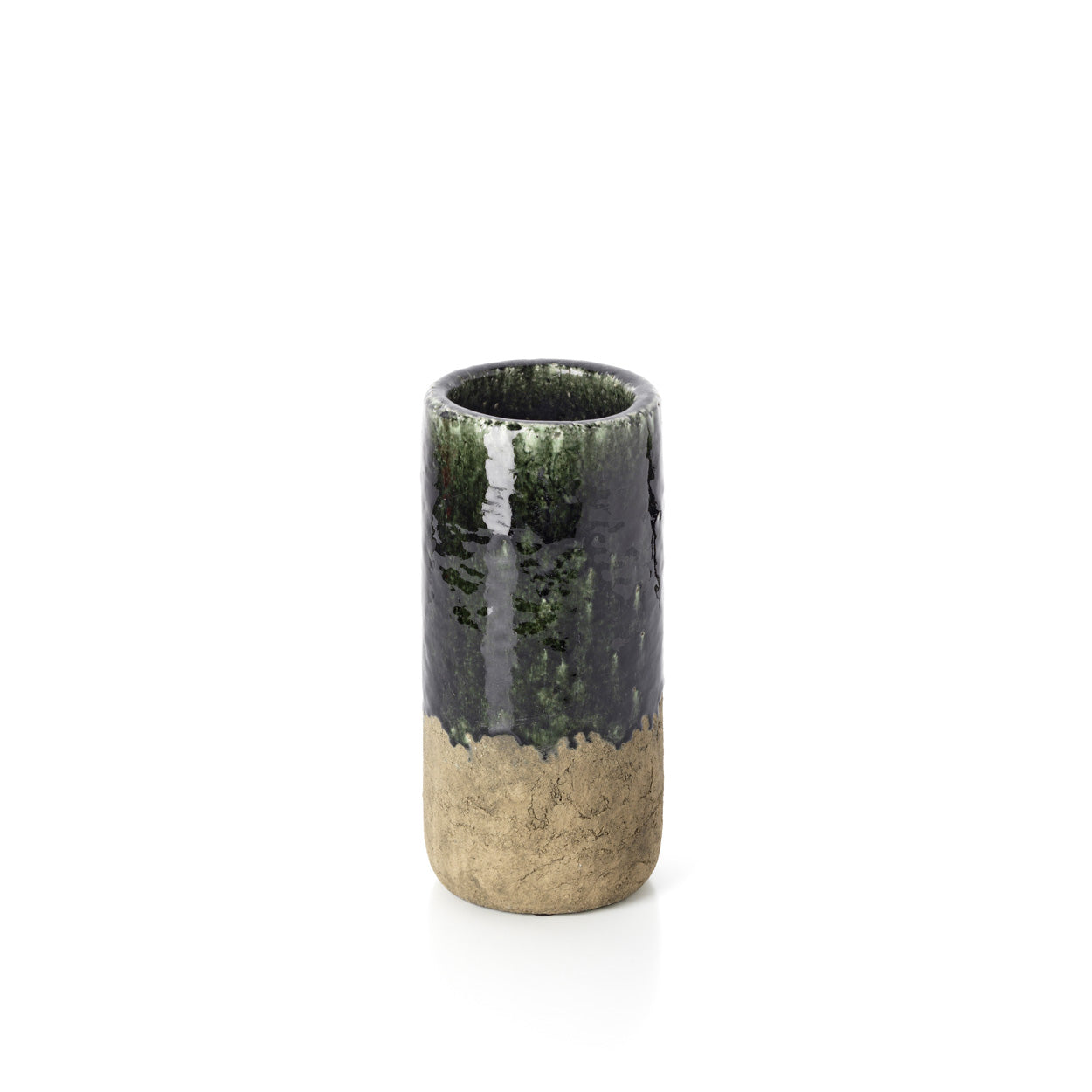 The Moss Cylinder Vase - Concrete Green - M in stoneware — handmade luxury vase curated by Laiyahome — view 2
