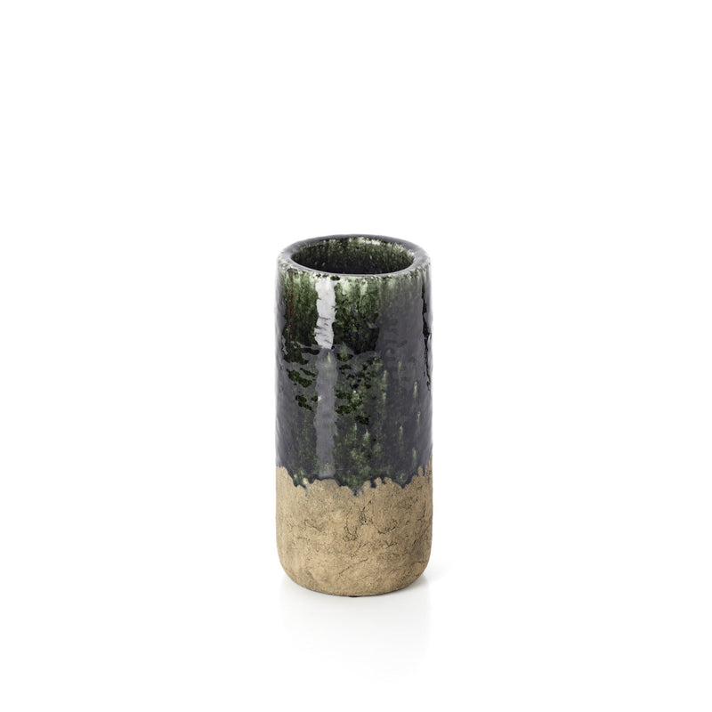 The Moss Cylinder Vase - Concrete Green - M in stoneware — handmade luxury vase curated by Laiyahome — view 2