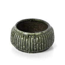 The Forest Ribbed Bowl Planter - Forest Green - Low in stoneware — handmade luxury bowl curated by Laiyahome — view 2