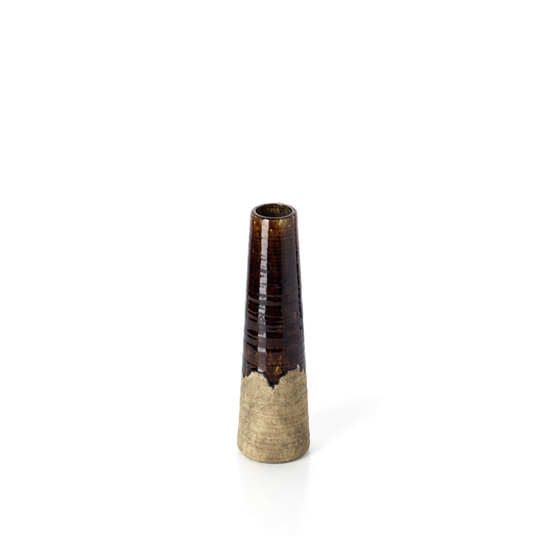 The Amber Cone Vase - Concrete Brown - S in stoneware — handmade luxury vase curated by Laiyahome — view 2