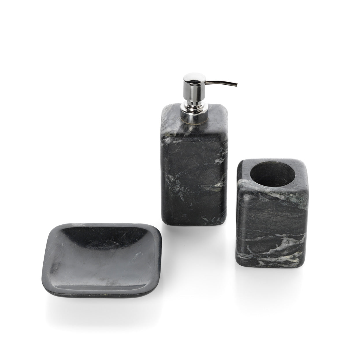 The Marble Soap Dispenser - Marine Black – marble soap dispenser in marine black – product view 3