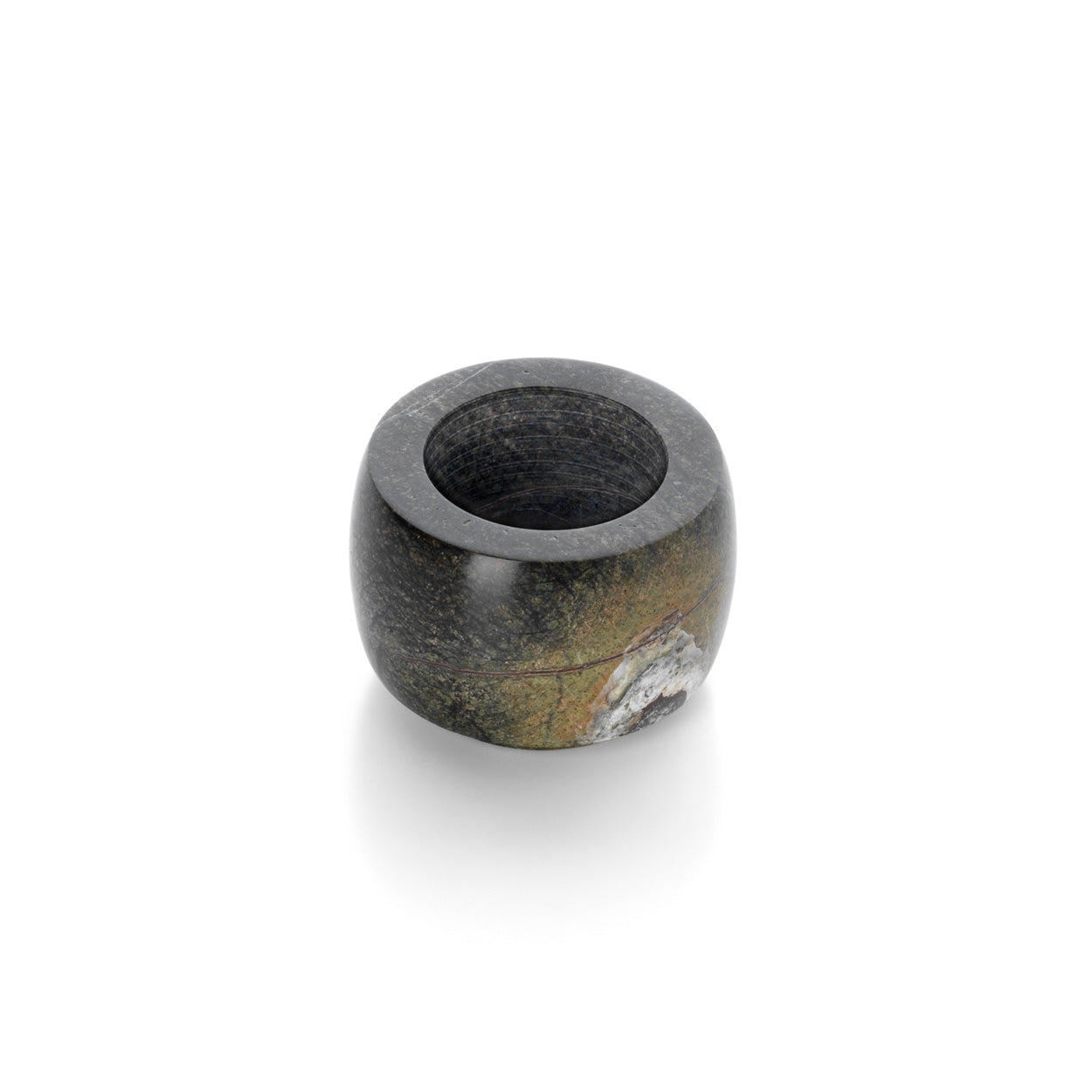 The Bidasar Marble Candle Holder - Green - Low – marble candle holder in green – product view 2