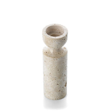 The Travertine Hourglass Candle Holder - Beige - M – travertine candle holder in beige – product view 2