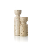 The Travertine Hourglass Candle Holder - Beige - S – travertine candle holder in beige – product view 3
