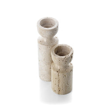 The Travertine Hourglass Candle Holder - Beige - S – travertine candle holder in beige – product view 4