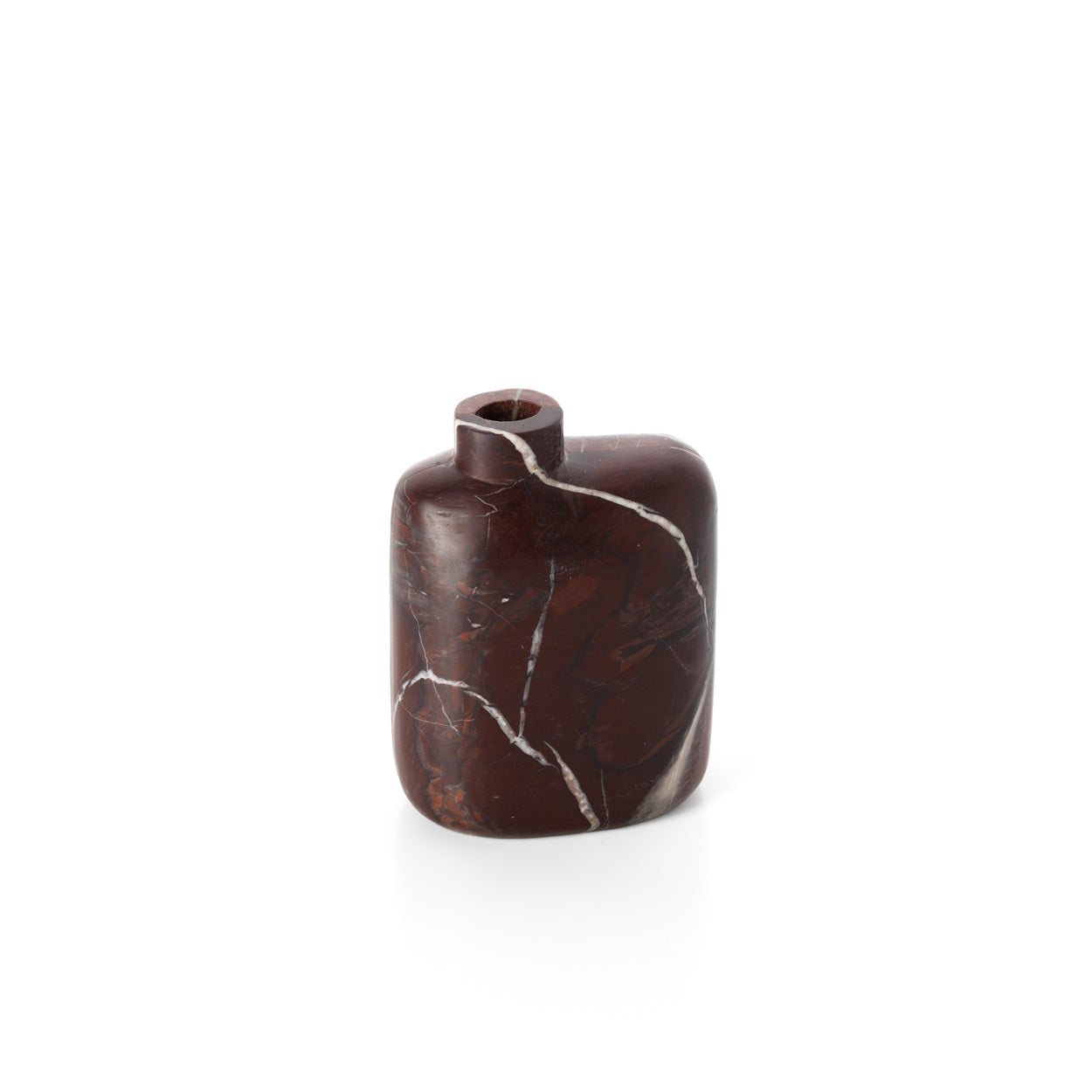 The Rosso Levanto Marble Vase - Wine Red - Low – marble decorative vase in wine red – product view 2