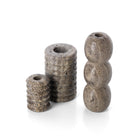 The Travertine Ripple Candle Holder - Grey - M – travertine candle holder in grey – product view 4