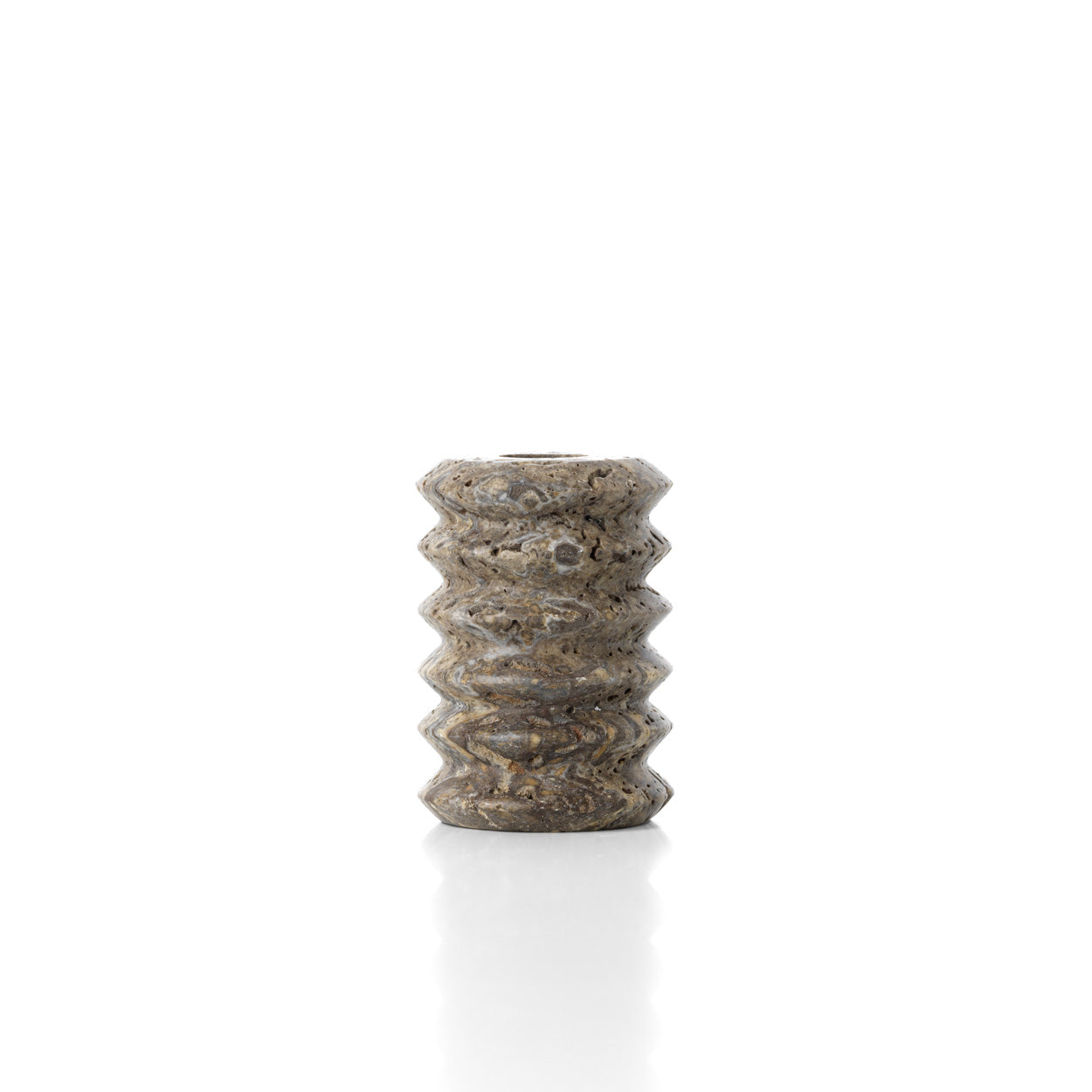 The Travertine Ripple Taper Candle Holder - Grey - S – travertine candle holder in grey – product view 2