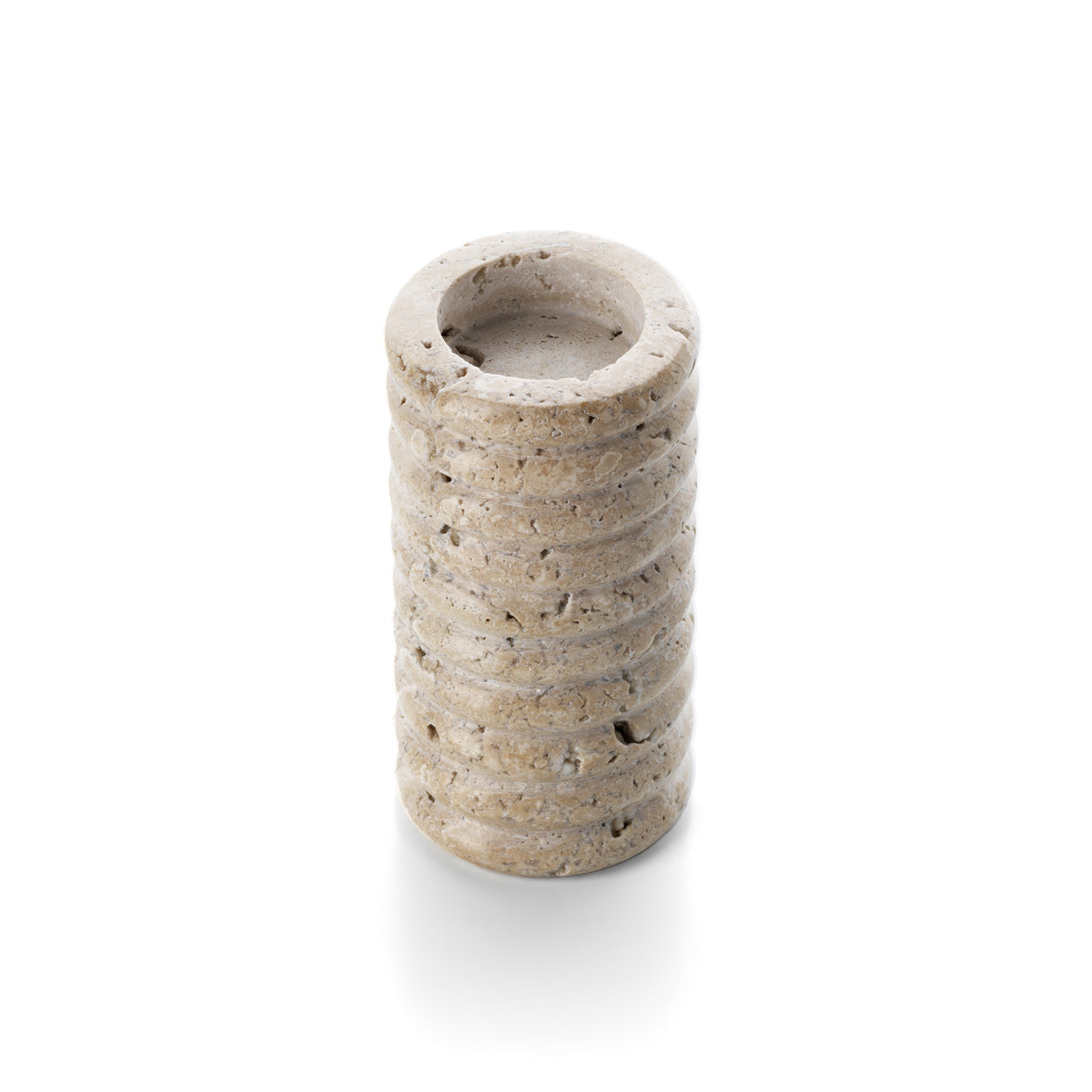 The Travertine Ripple T-Light Holder - Beige - L – travertine candle holder in beige – product view 2