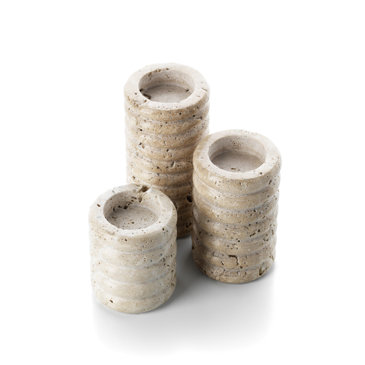 The Travertine Ripple T-Light Holder - Beige - S – travertine candle holder in beige – product view 4