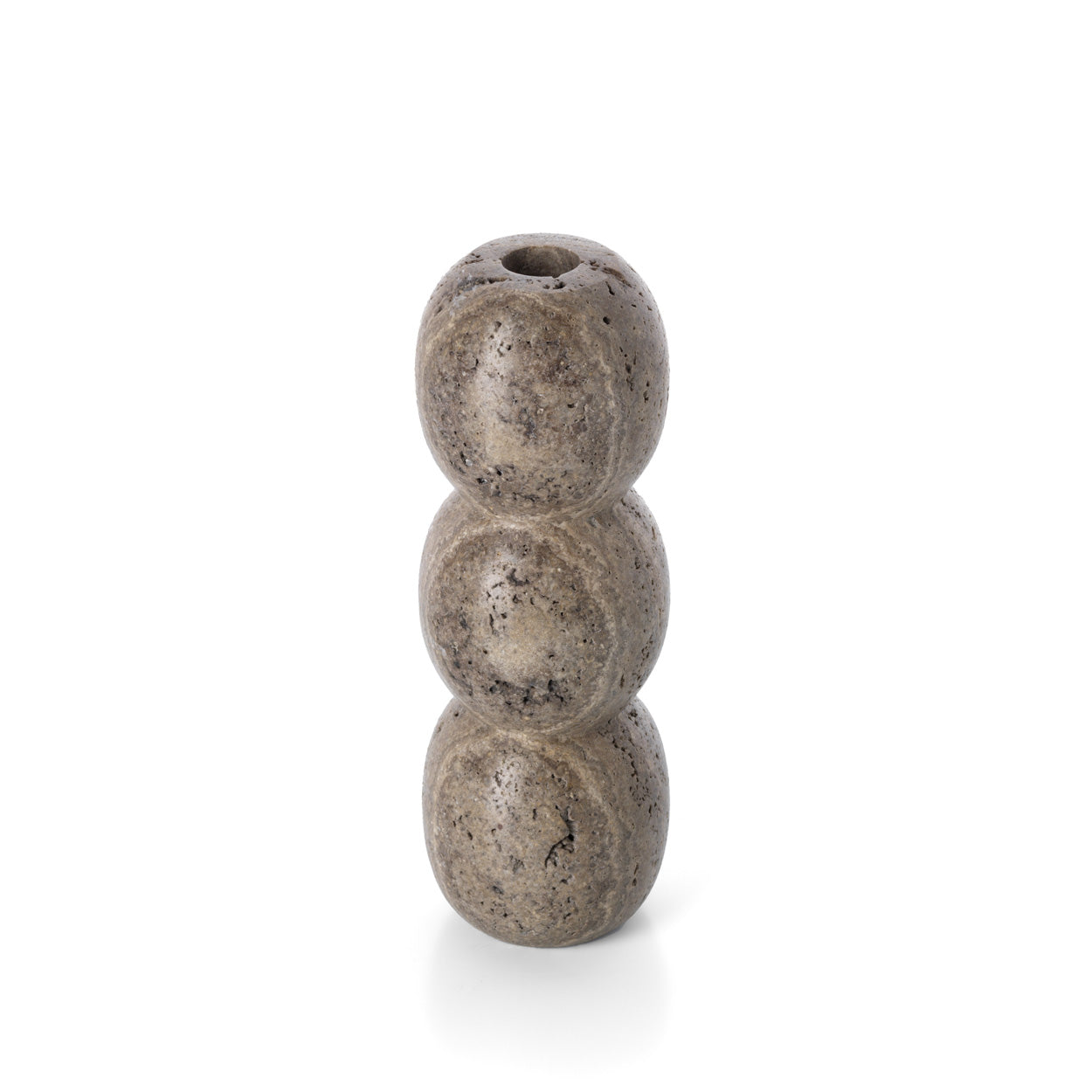 The Travertine Totem Taper Candle Holder - Grey - L – travertine candle holder in grey – product view 2
