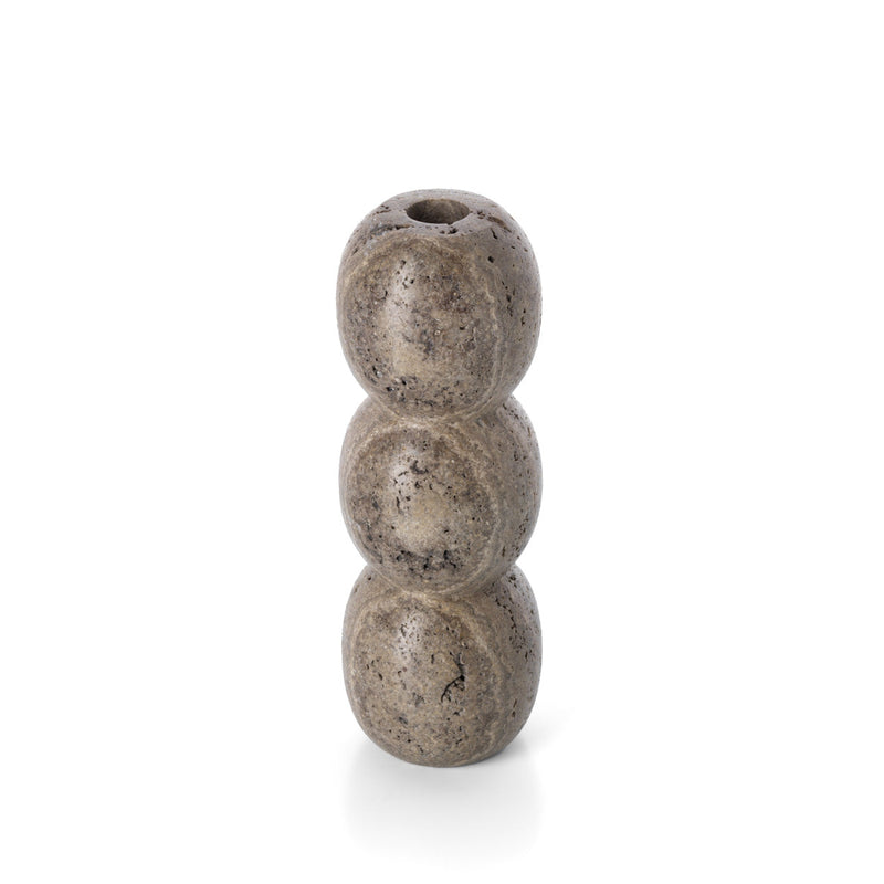 The Travertine Totem Taper Candle Holder - Grey - L – travertine candle holder in grey – product view 2