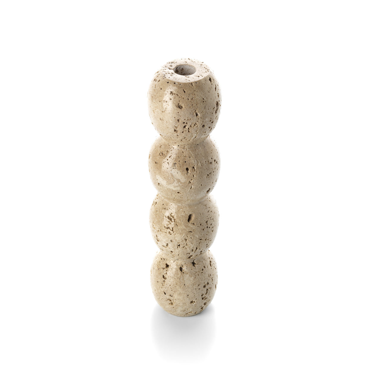 The Travertine Totem Taper Candle Holder - Beige - L – travertine candle holder in beige – product view 2