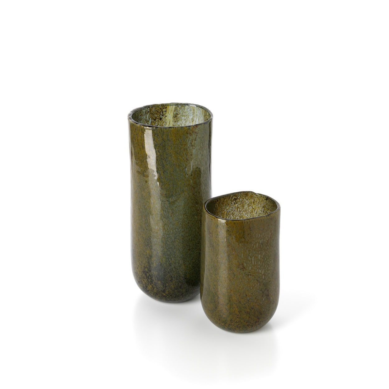 The Forest Vase - Green - Low – glass decorative vase in green – product view 3