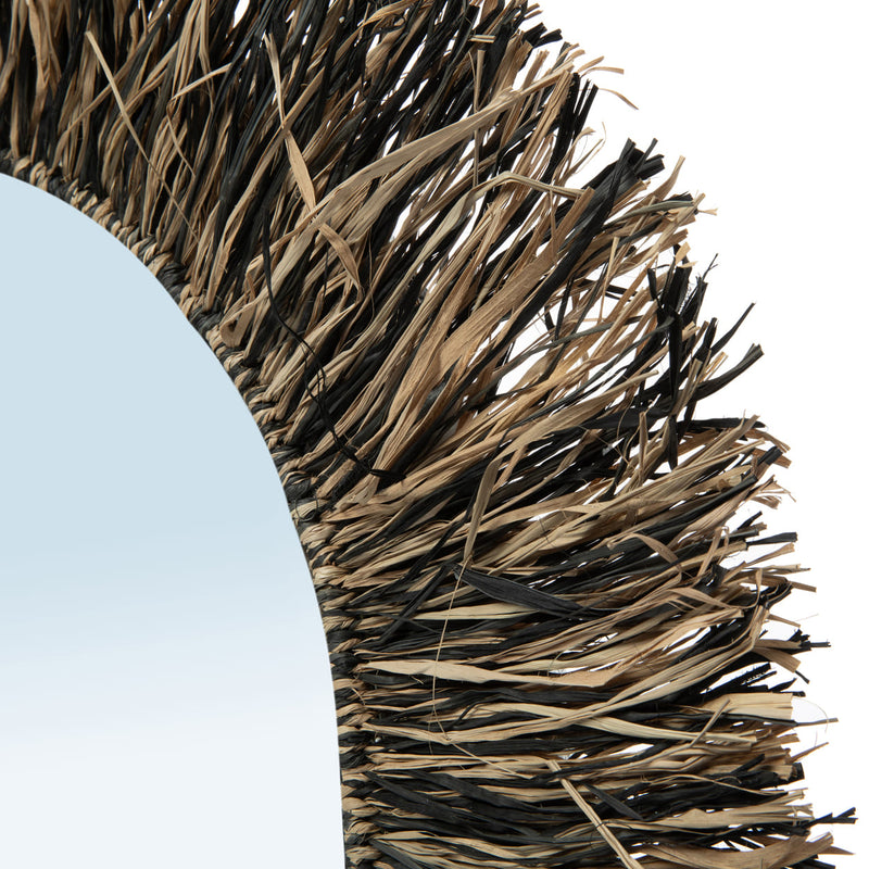 The Raffia Fringe Mirror - Natural Black - L