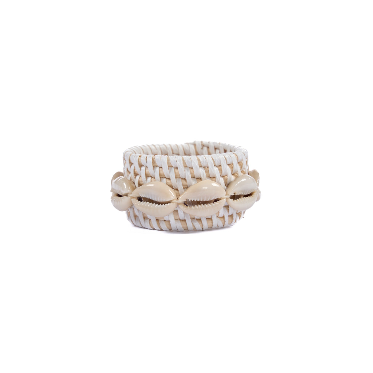 The Rattan Shell Napkin Ring - White – rattan napkin in white – product view 1