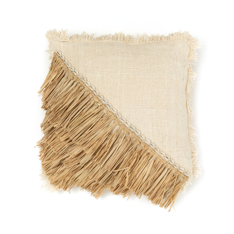 Capa de almofada em algodão ráfia - Branco Natural - 40x40