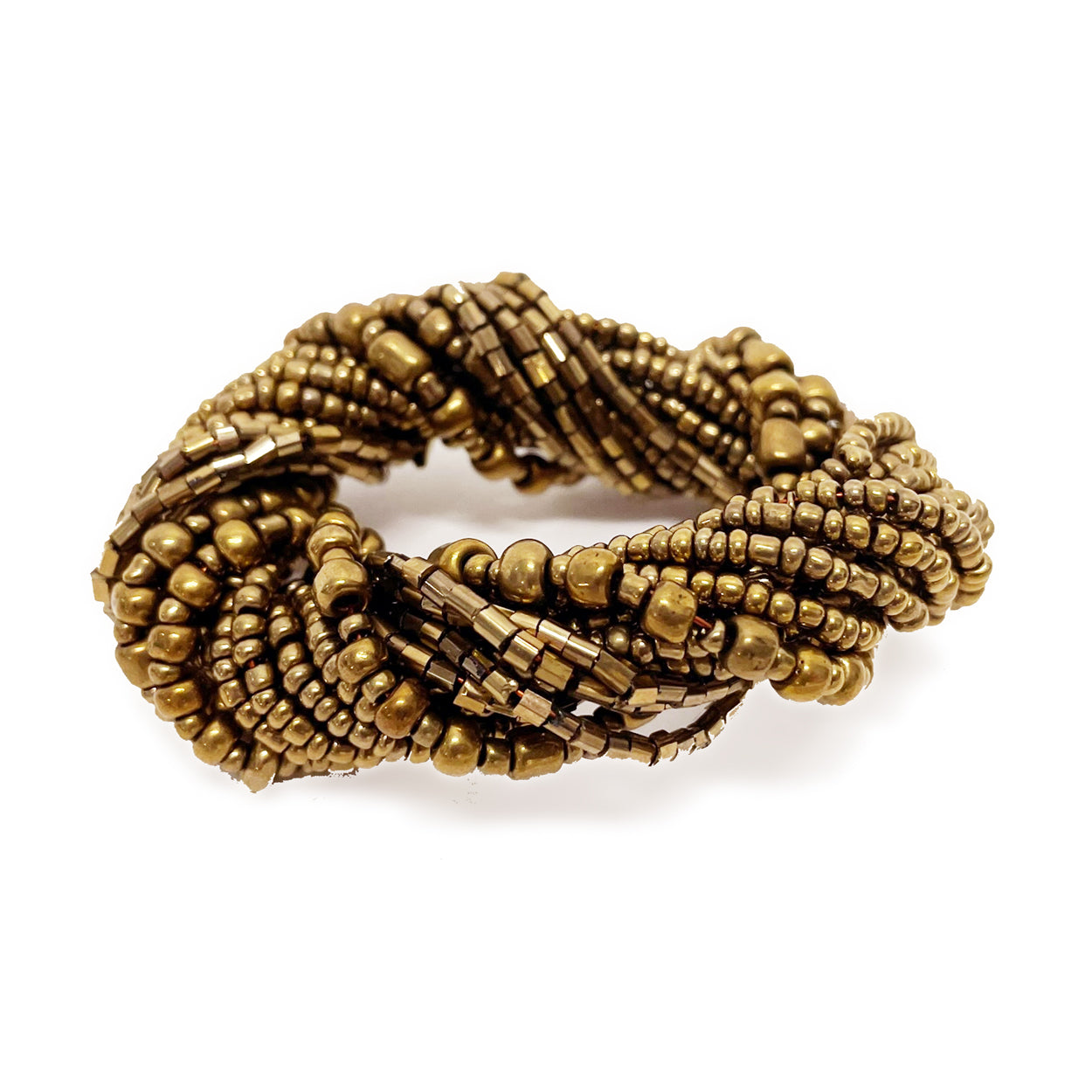 The Beaded Napkin Ring - Gold – plastic napkin in gold – product view 1