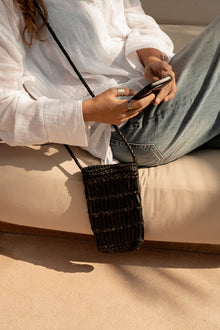 The Dial Diva Phone Bag - Black in leather — handmade luxury cross-body bag curated by Laiyahome — view 2