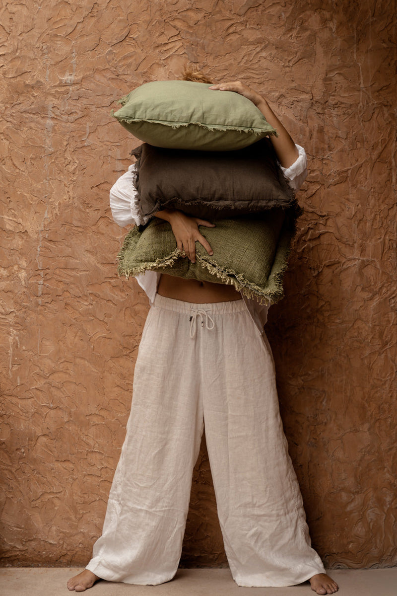 The Smoky Vibe Cushion Cover - Grey in linen — handmade luxury cushion cover curated by Laiyahome — view 2
