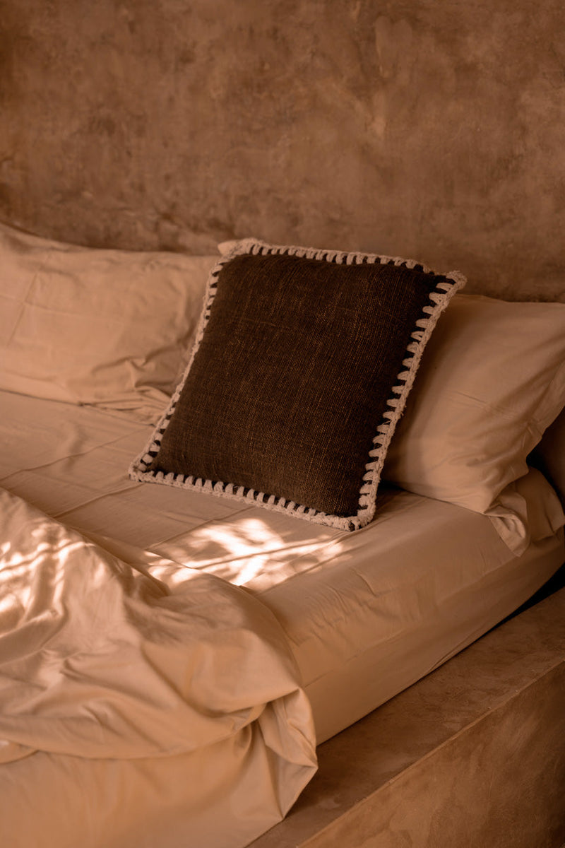 The Espresso Edge Cushion Cover - Brown White - secondary view