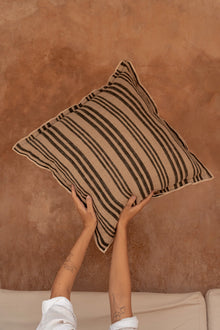 Housse de coussin à rayures nordiques - Noir naturel - 50x50