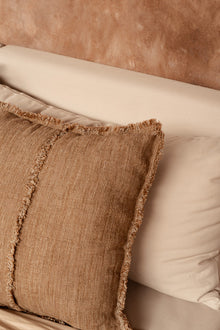 Housse de coussin à franges Sahara - Marron naturel - 50x50