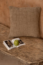 Housse de coussin en lin Damier - Naturel