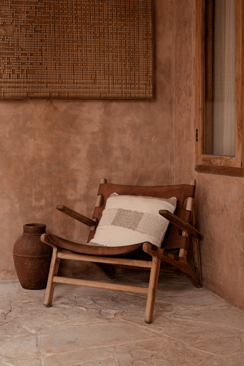 Capa de almofada Linen Threads - Branco Natural