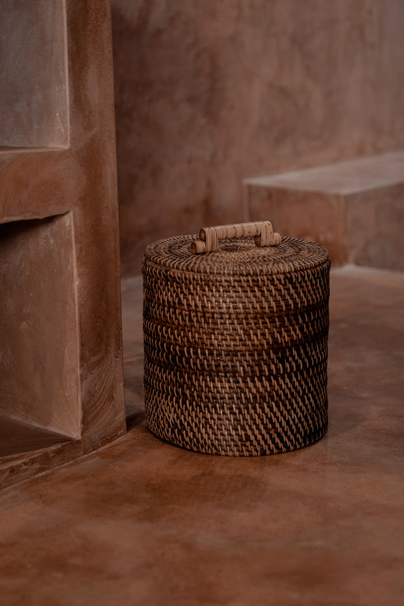 The Rattan Bin Low - Natural Brown in rattan — handmade luxury storage basket curated by Laiyahome — view 2