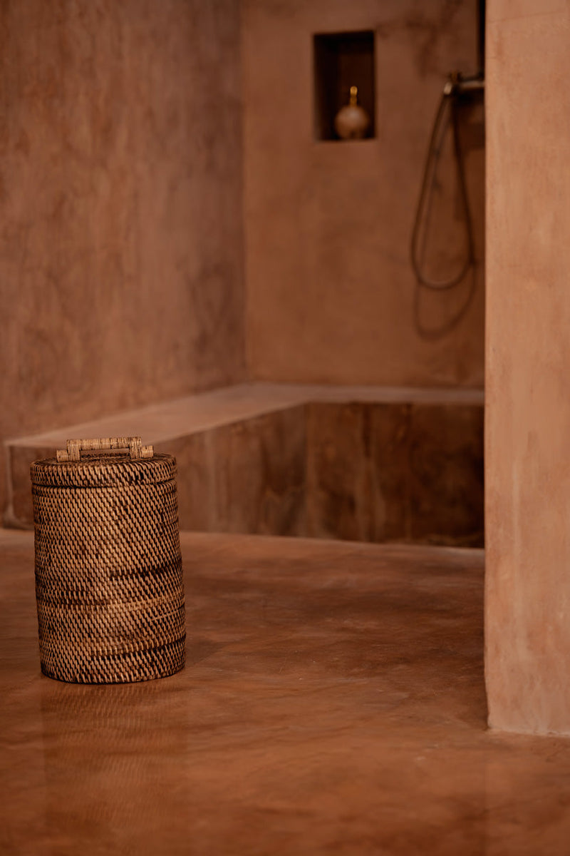 The Rattan Bin High - Natural Brown in rattan — handmade luxury storage basket curated by Laiyahome — view 2