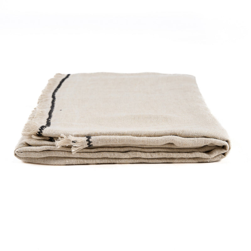 The Tuscany Tablecloth - Natural Black - 150x300 in linen — handmade luxury tablecloth curated by Laiyahome
