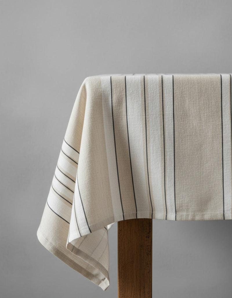 Toalha de mesa Provence - Natural, preta e branca - 150x300