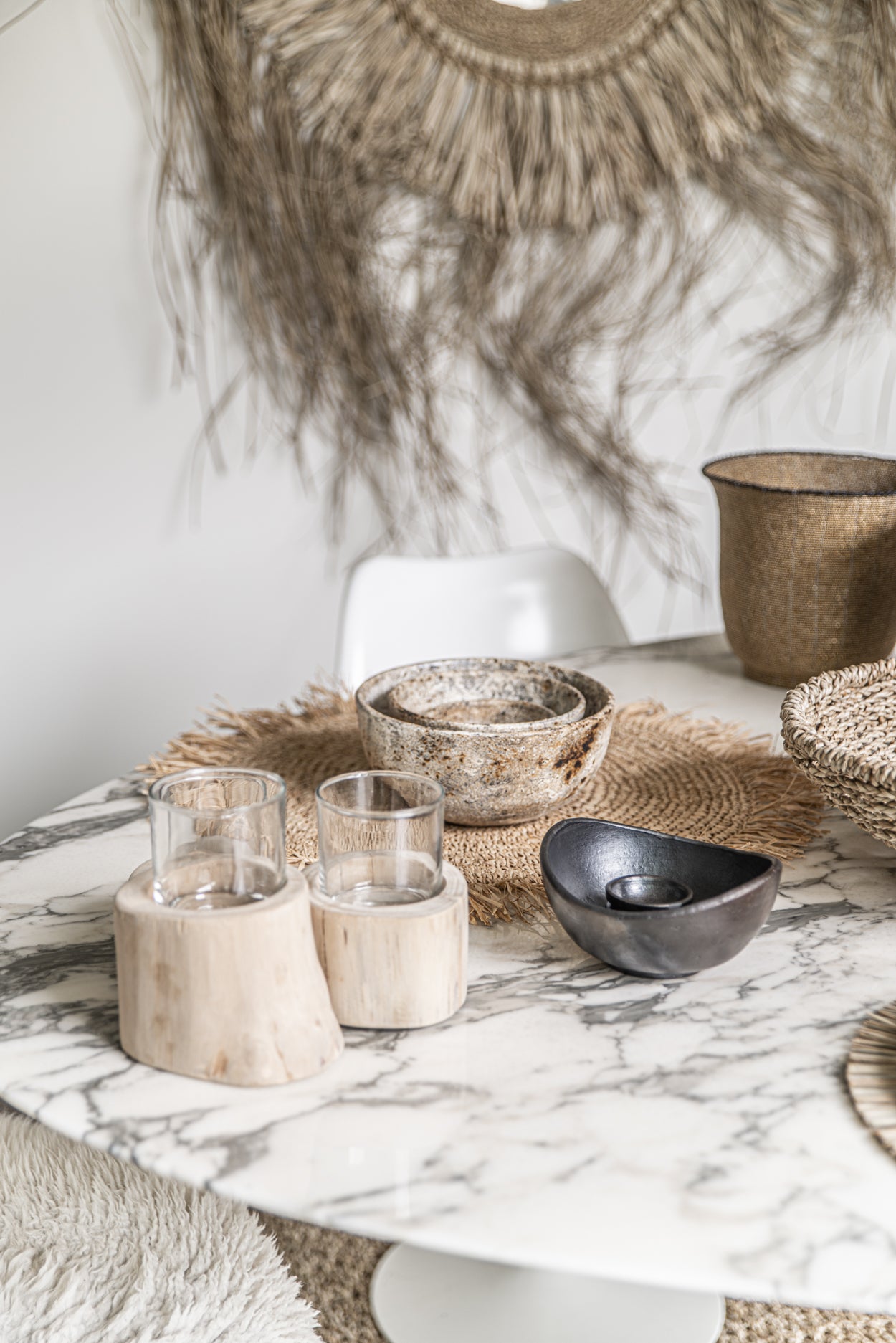 The Burned Curved Bowls - Black - Set of 3 in terracotta — handmade luxury bowl curated by Laiyahome — view 2