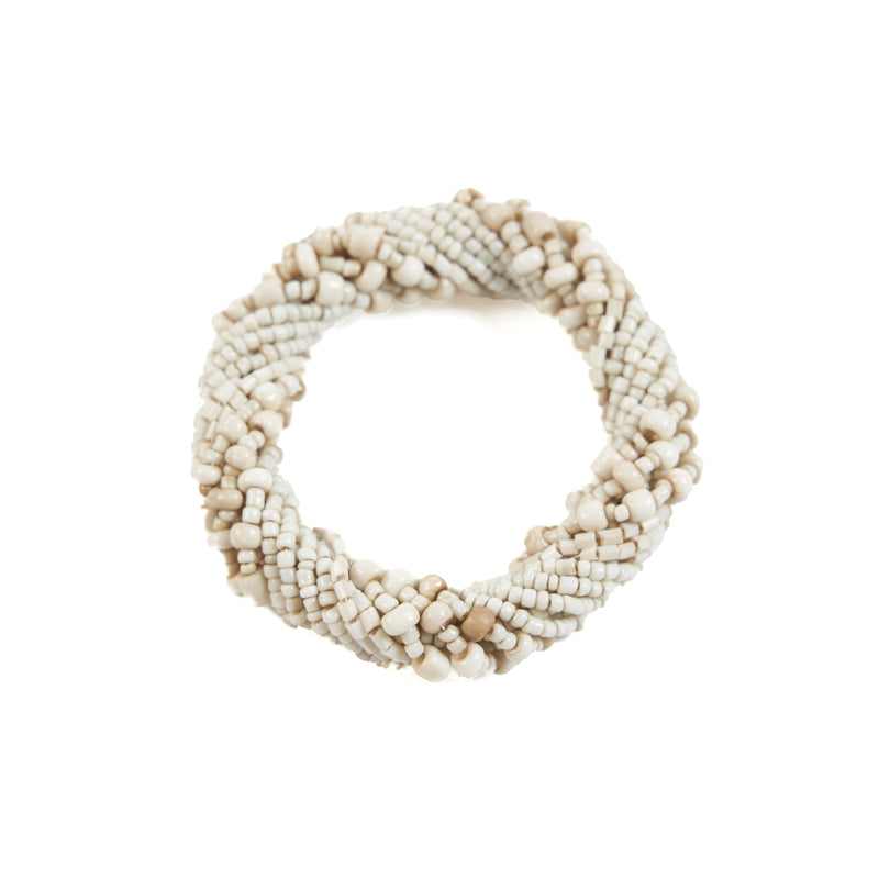 The Beaded Napkin Ring - White in plastic — handmade luxury napkin curated by Laiyahome — view 2