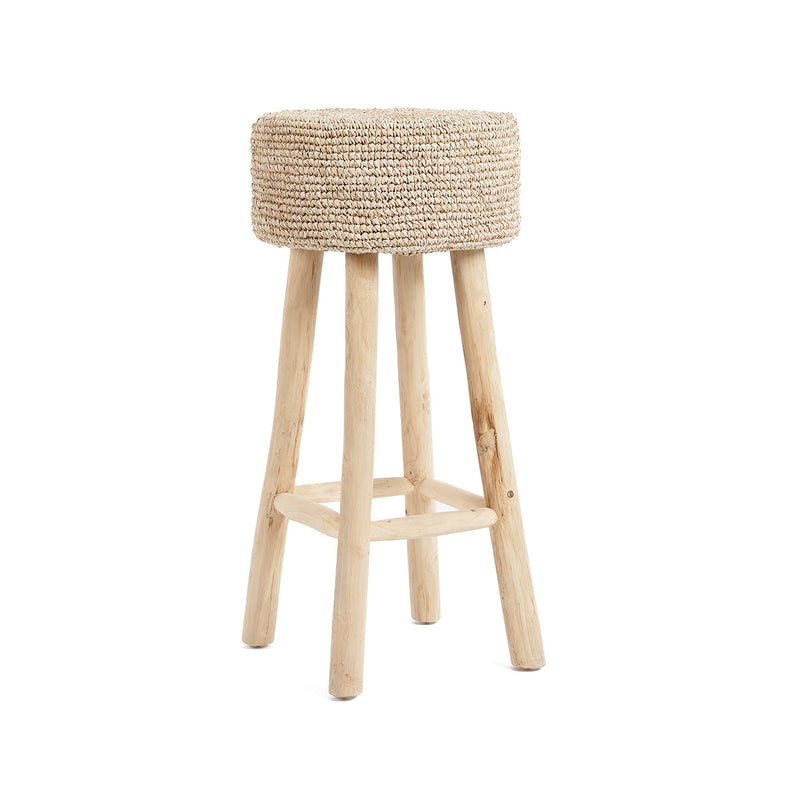 The Raffia Bar Stool in wood — handmade luxury bar stool curated by Laiyahome
