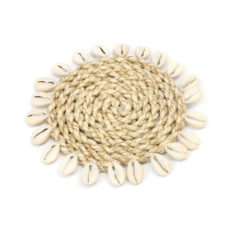 The Seagrass Shell Coaster - Natural in seagrass — handmade luxury coaster curated by Laiyahome