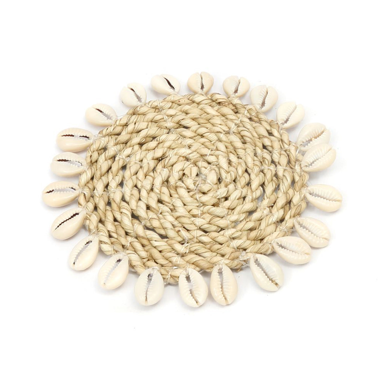 The Raffia Shell Coaster - Natural in raffia — handmade luxury coaster curated by Laiyahome